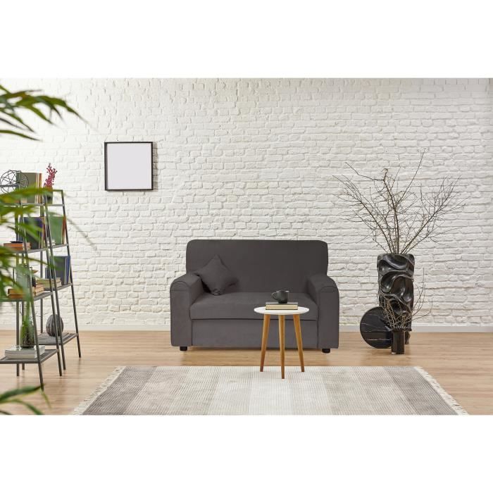 Dmora Canapé 2 places moderne en tissu, Made in Italy, Canapé pour petits appartements, avec coussins, 125x73xh85 cm, Couleur gris