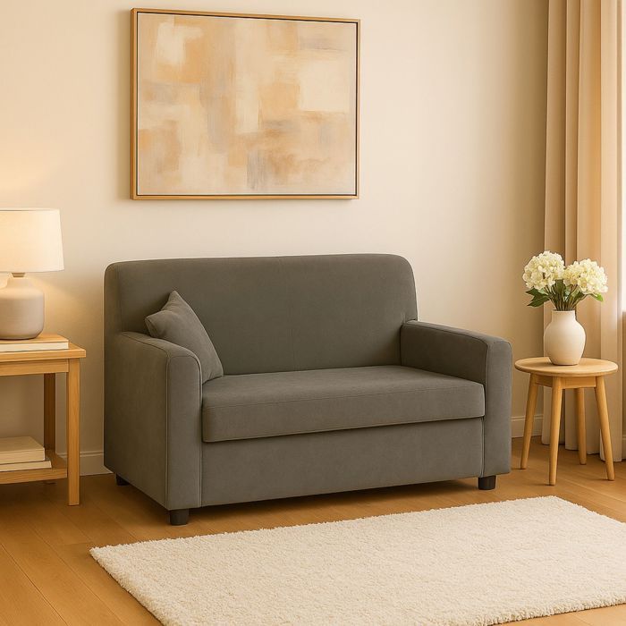 Dmora Canapé 2 places moderne en tissu, Made in Italy, Canapé pour petits appartements, avec coussins, 125x73xh85 cm, Couleur gris