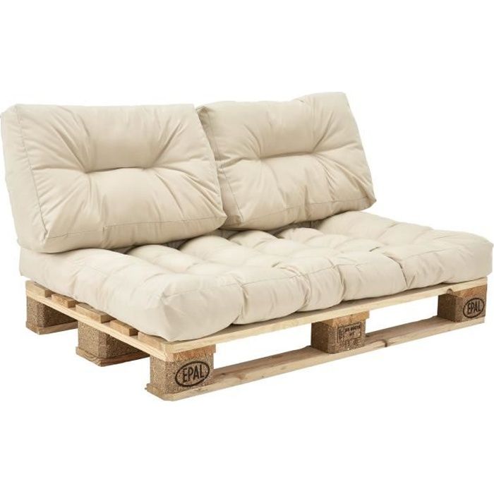 1x Coussin de siège pour canapé d'euro palette crème coussins de palettes In-Outdoor rembourrage meuble