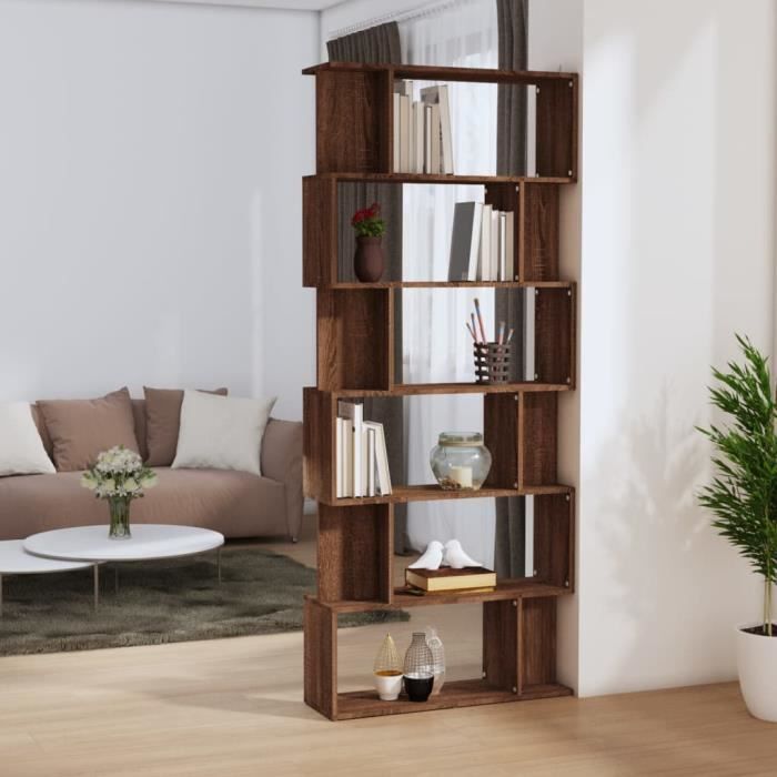 famirosa bibliothèque-cloison chêne marron 80x24x192cm bois d'ingénierie-061