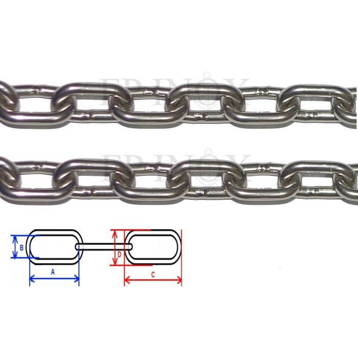 cable acier inox A4 3 lots de 2 maillons rapide chaine 58 mm inox A4