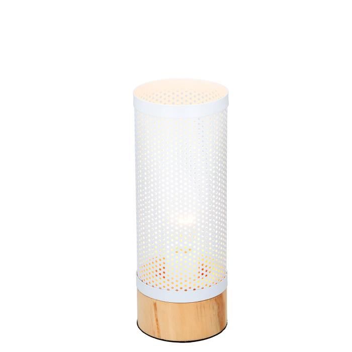 Lampe de Table - GRUNDIG - Cylindrique - Blanc - Bois - Électrique Lampe de Table - GRUNDIG - Cylindrique - Blanc - Bois - Électrique