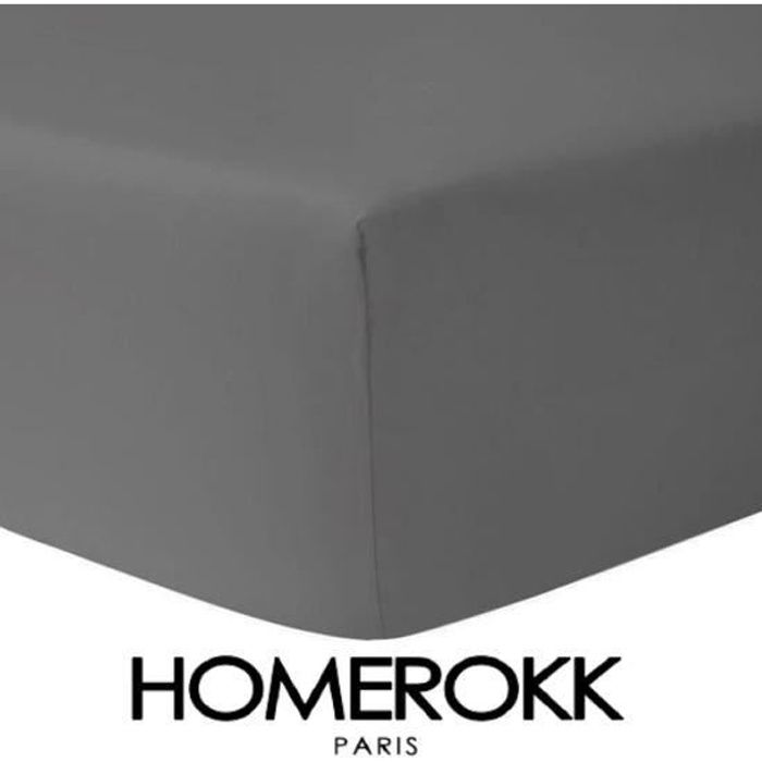 Drap Housse 200 x 200 cm - ANTHRACITE 100% coton 57 fils / cm