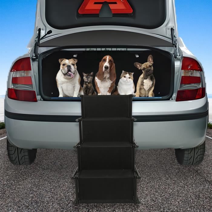 Meilleurs prix pour Escalier pour chien HOMEWELL - Acier inoxydable + tissu Oxford - Noir - Pour animaux de moins de 75 kg