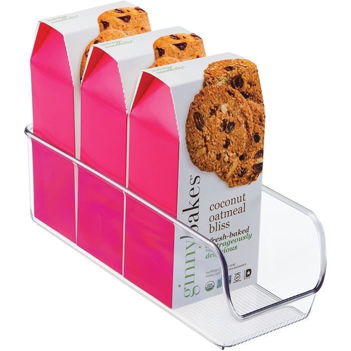 IDesign Bac De Rangement Plastique Transparent Moyen - Placard, Frigo, Cuisine 28x14x9 Cm