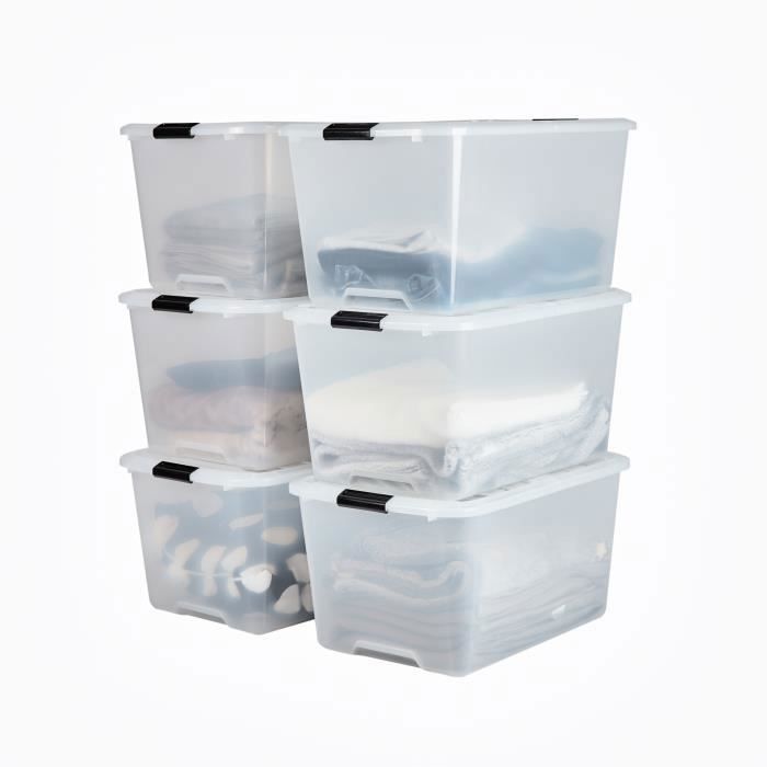 Iris Ohyama, Boîtes de rangement plastique de 15L, Lot de 3, NTB-15,  Argent, Clips de fermeture- L39.5 x P29 x H18.5 cm : : Cuisine et  Maison