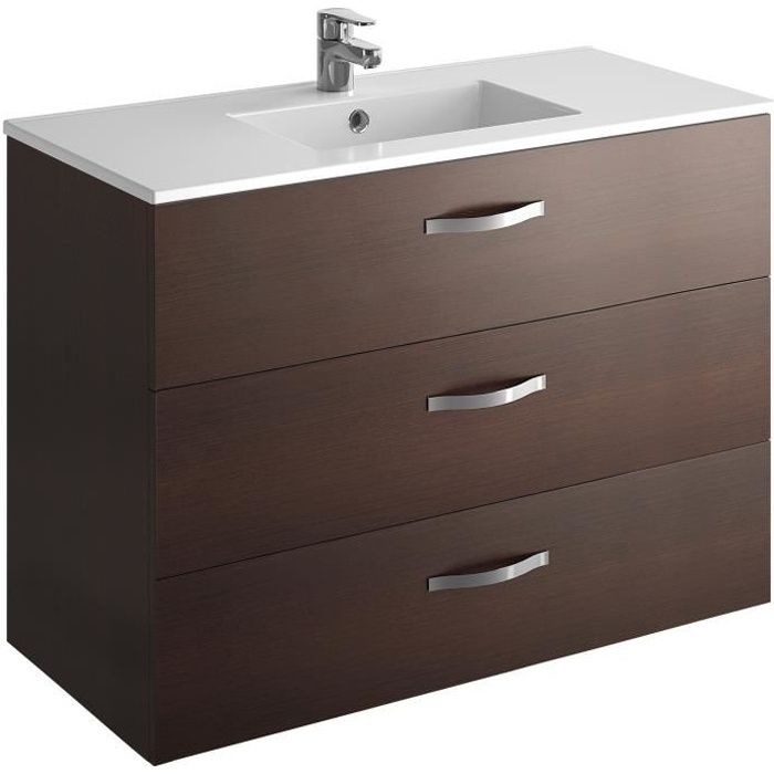 Jacob Delafon Meuble Salle De Bain Vasque 3 Tiroirs Decor Bois Wengue L 100cm Ola Cdiscount Maison