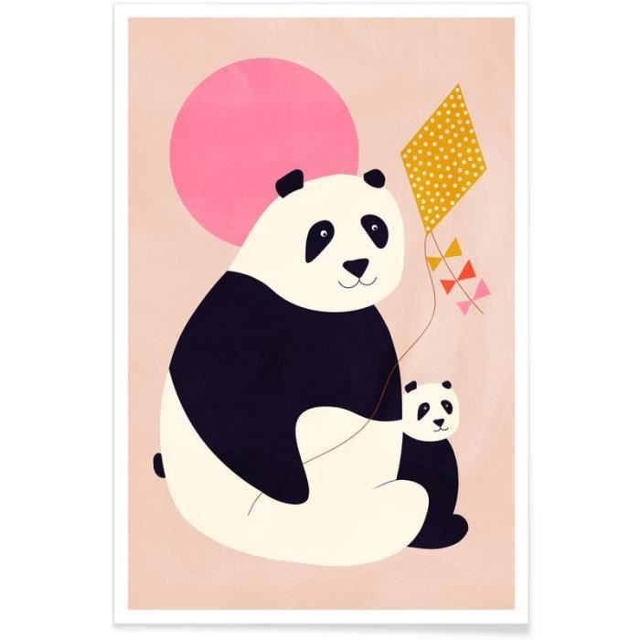 panda bears affiche 20x30 cm animaux pandas art pour enfants sauvages noir rose cdiscount maison coloriage malia barbies
