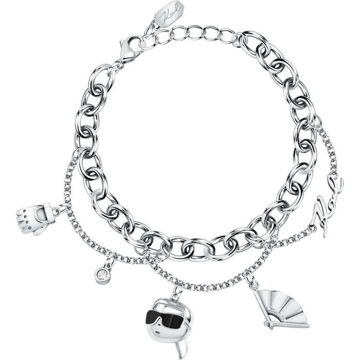 Bracelet - KARL LAGERFELD - Charms - finition dorée - cristal - 16–19 cm