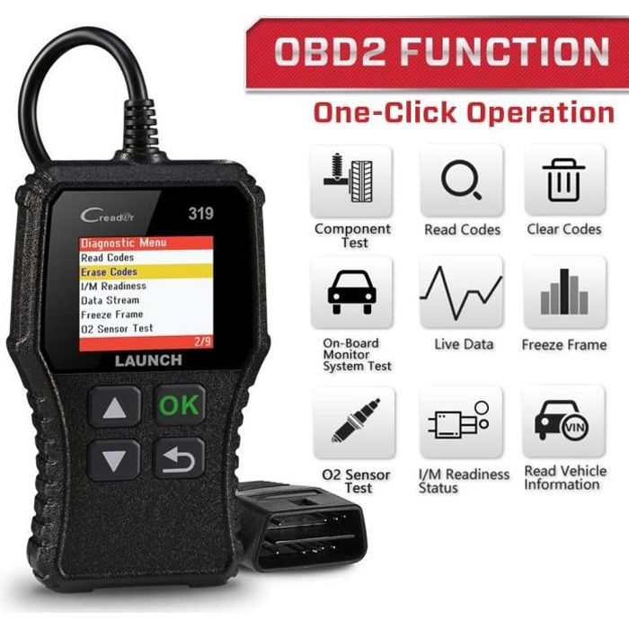 EOBD/Can pour Lire et Effacer Codes LAUNCH CR319 Scanner Auto Diagnostic OBD2 