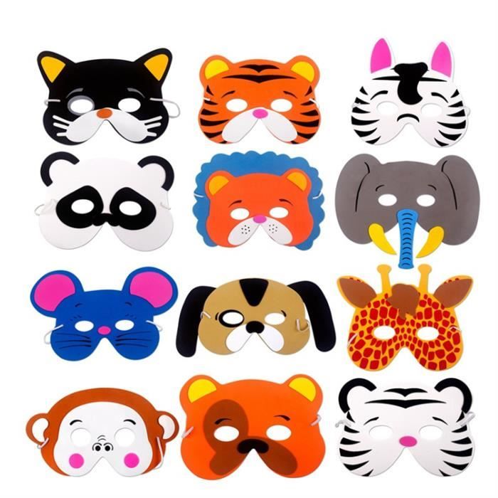 16 Masques Animaux En Papier Pour Enfants - Zèbre, Lion, éléphant, Etc., élastique Réglable, Pour Fête, Anniversaire, Carnaval - 5