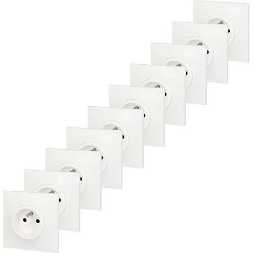 5PZ PRESA DRITTA 2 POLI + TERRA BIPASSO 10/16A BIANCA - bianca 81000