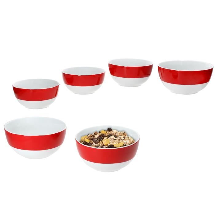 Lot De 6 Bols à Céréales De Noël VAN WELL - Motif Panda, Porcelaine 600 Ml, Micro-ondes & Lave-vaisselle