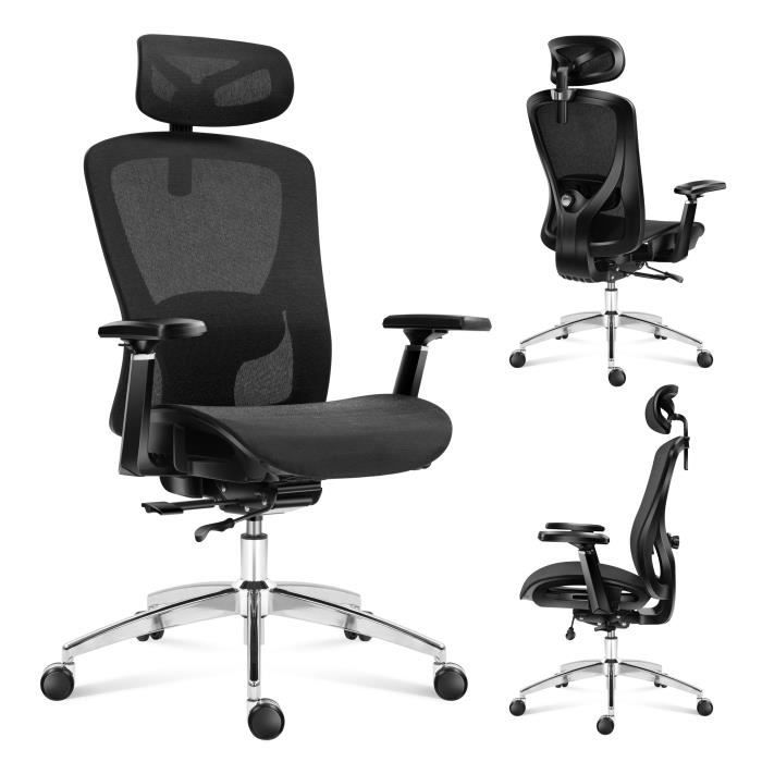 Chaise de bureau ergonomique MARK ADLER Expert 5.3 Noir Mesh - Tissu respirant Soutien lombaire Accoudoirs réglables