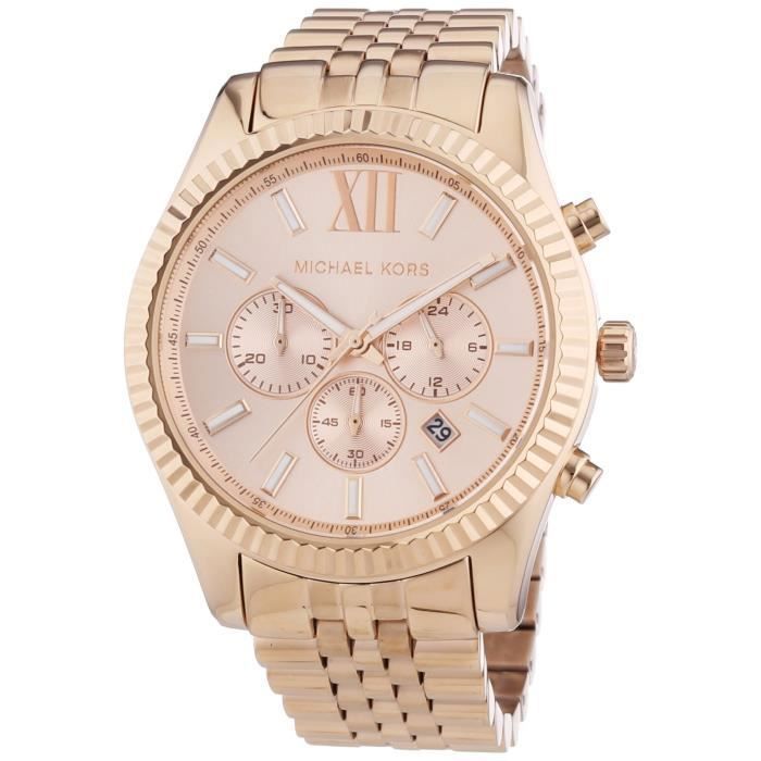 Michael Kors Lexington Chronograph Rose Dial Rose Gold plated Mens Watch Mk8319 NQPN2 Achat vente montre Homme Adulte Rose Black Friday Cdiscount