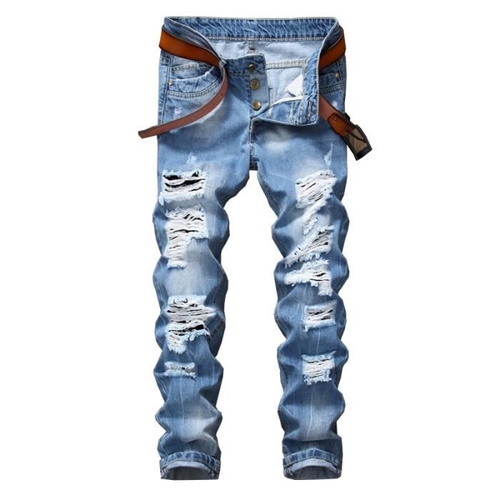 Jean troué homme bleu clearance