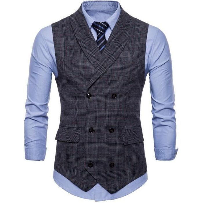 Gilet de Costume Homme Affaires et Mariage Casual - Gris foncé