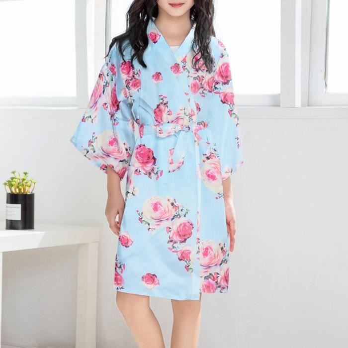 Enfants Bebe Enfant Fille Imprimer Ete Kimono Robes Peignoir Vetements De Nuit Bleu clair Bleu clair Cdiscount Pret a Porter