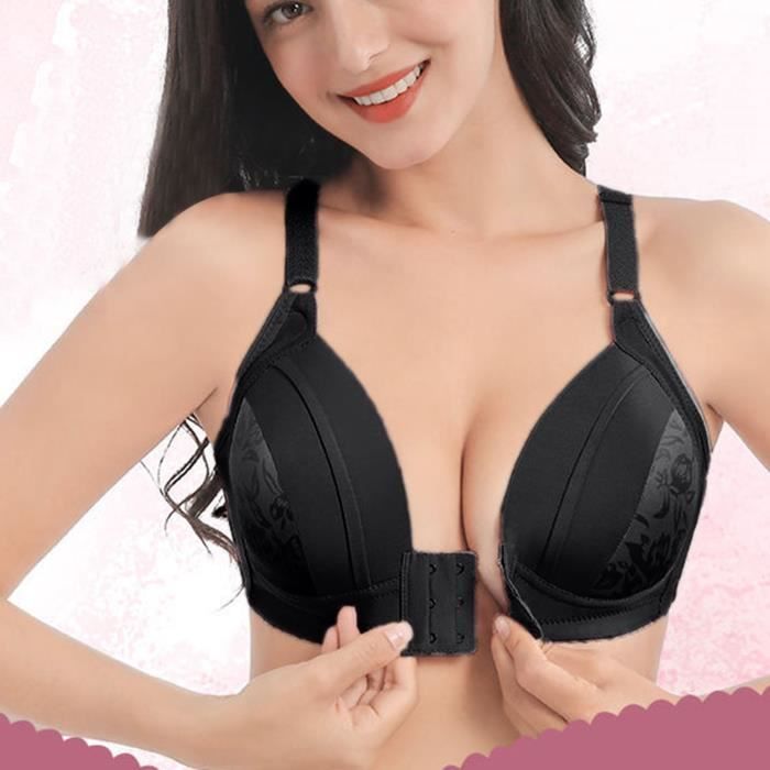 Soutien-gorge Sans Armature Uwdiohq – 3 Agrafes, Coton, Post-chirurgie, Allaitement, Noir, Bretelles Réglables, Bonnets Rembourrés