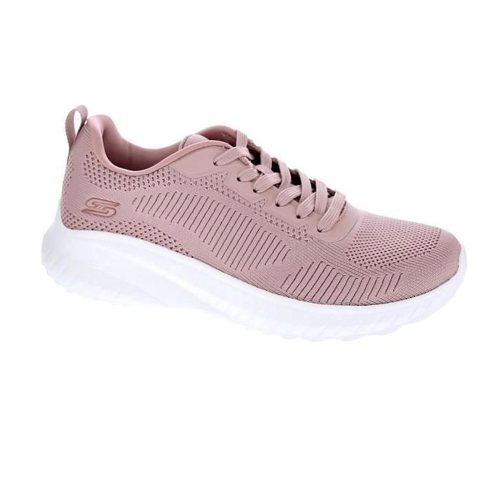 Skechers Baskets basses - Skechers Bobs Squad Chaos Femme - Rose - Lacets - Textile