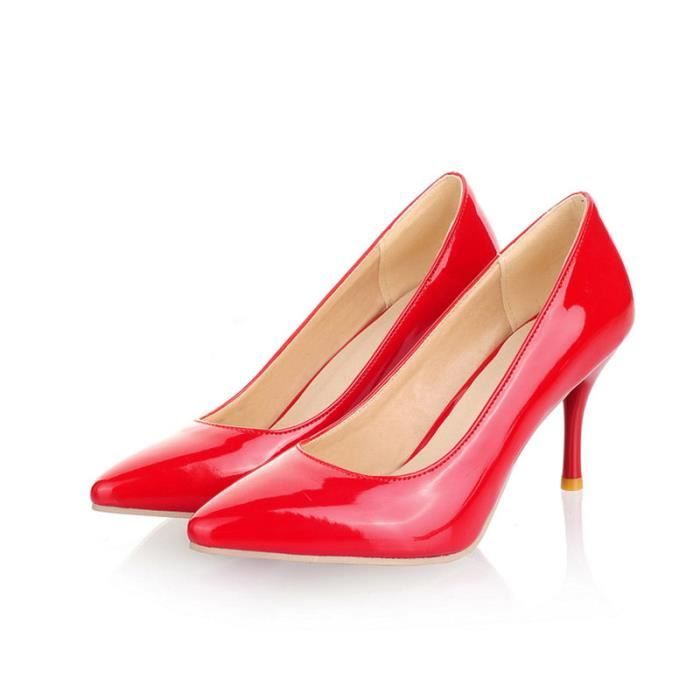 Escarpins Femme jianchu Talons hauts en cuir verni Rouge