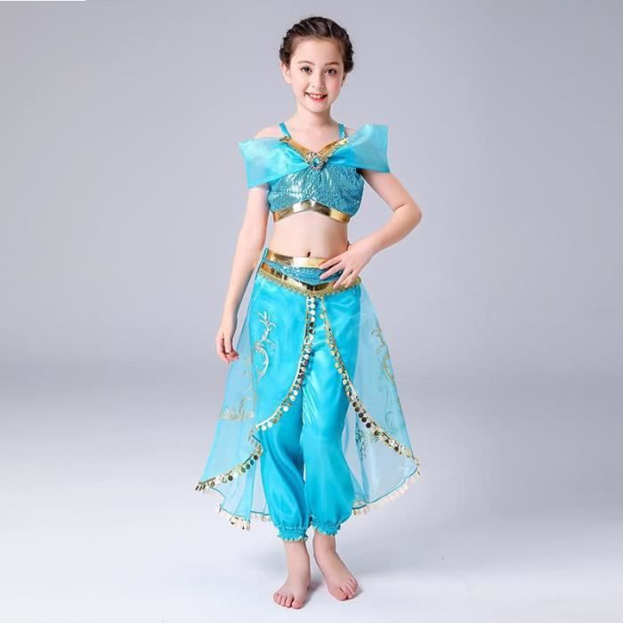 Deguisement Robe de Aladdin Princesse Jasmine pour Filles Deguisement de Princesse pour fete d anniversaire Jeu de role d halloween