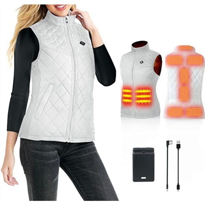 Gilet Chauffant Électrique Avec Batterie 10000mAh Veste Chauffante Sans  Manche ultraléger 9 Zones réchauffeurs 3 Modes de Chauffe Blanc - Cdiscount  Prêt-à-Porter