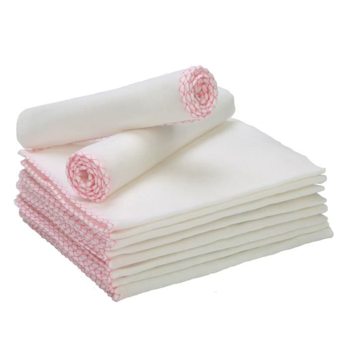 Lange bébé en mousseline de coton  Lot de 10 / 30 x 30 cm Qualité  supérieure - Couleur blanc - Cdiscount Maison