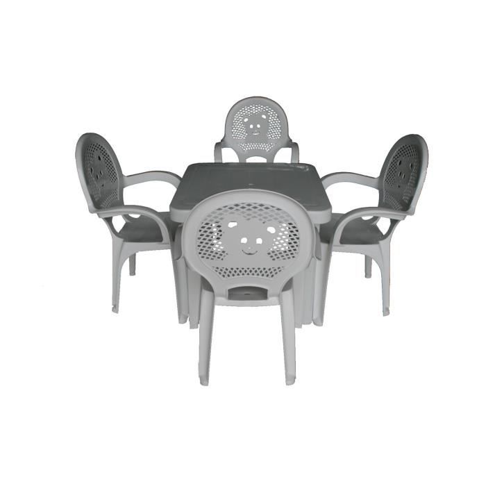 Chaises et table en plastique pour jardin/extérieur pour enfant