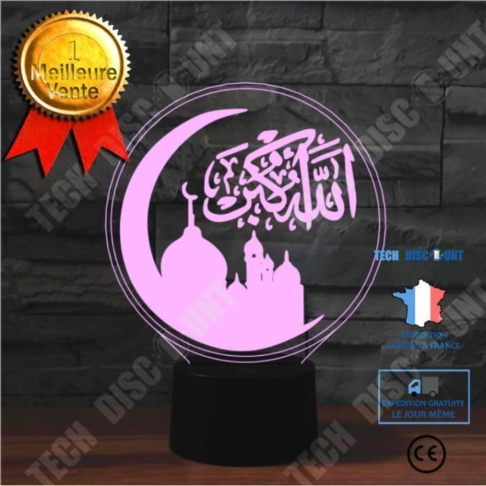 Lampe de Nuit Islamique à Led Illusion 3D pour Musulman Lampe de
