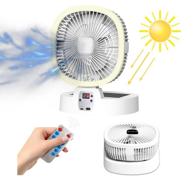 Ventilateur Solaire Camping Avec Lampe LED - Rechargeable USB - 5200mAh - IPX4