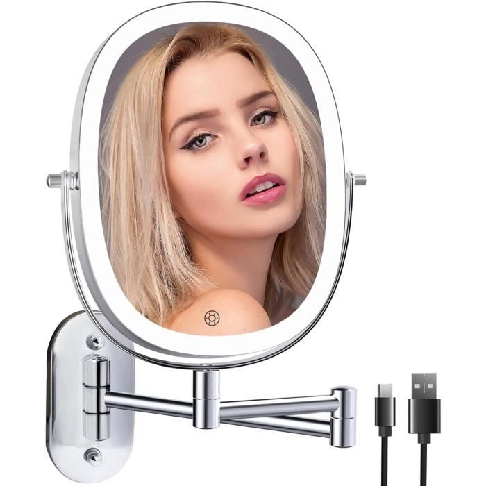Coiffeuse Moderne Avec Miroir Et Lumières LED, Meuble De Maquillage Avec Tiroirs