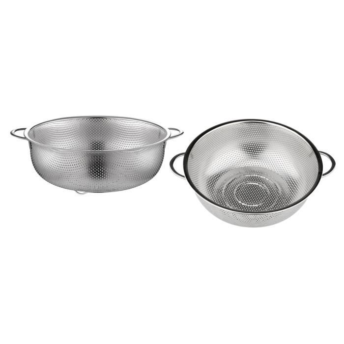 COM-FOUR® Lot De 2 Tamis De Cuisine En Acier Inoxydable - Passoires Rondes Avec Poignée