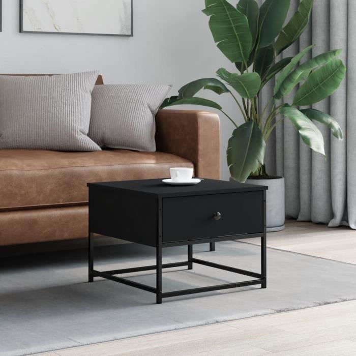 vidaXL Table basse noir 51x51x40 cm bois dingénierie 833975