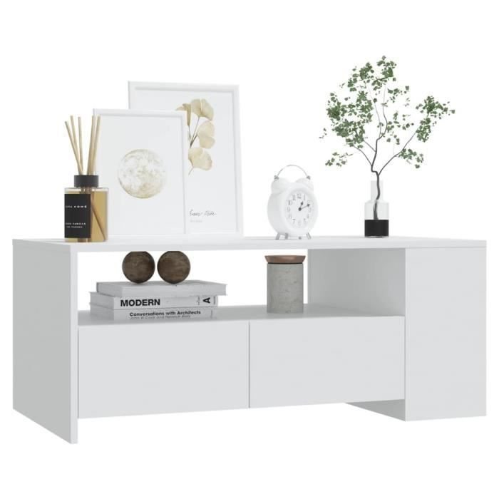 Table basse - VIDAXL - 102x55x42 cm - Bois dingénierie - Blanc - Contemporain