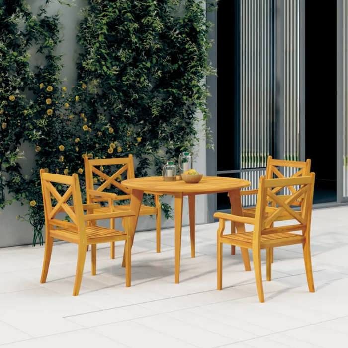 vidaXL Table de jardin Ø110x75 cm Bois d'acacia solide 310301