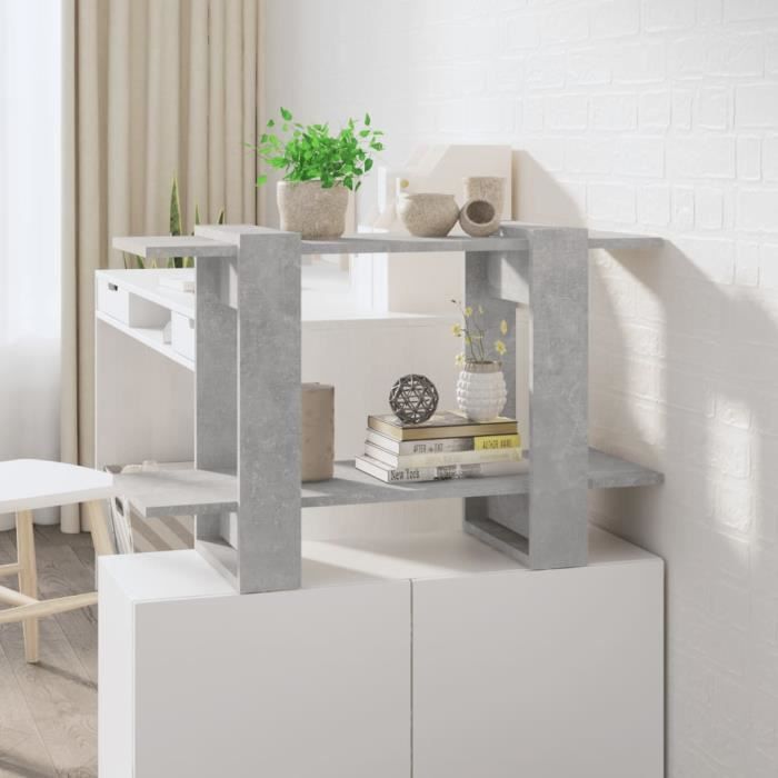 Bibliothèque - VidaXL - Gris béton - 80x30x51 cm - 2 étagères - Design contemporain