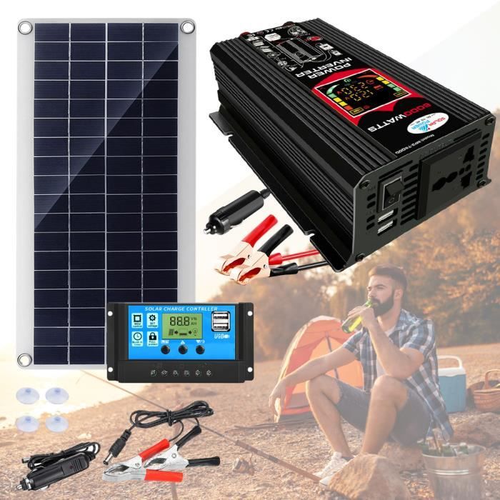 Kit Panneau Solaire Portable Monocristallin Avec régulateur de charge  solaire et onduleur pour batteries 12V, camping-car, bateau - Cdiscount  Bricolage