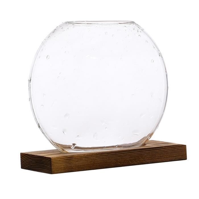 AOAOPQ Pot Fleurs Verre Suspendu Mur Terrarium Bois Rétro - Plantes Hydroponiques Décoration Maison