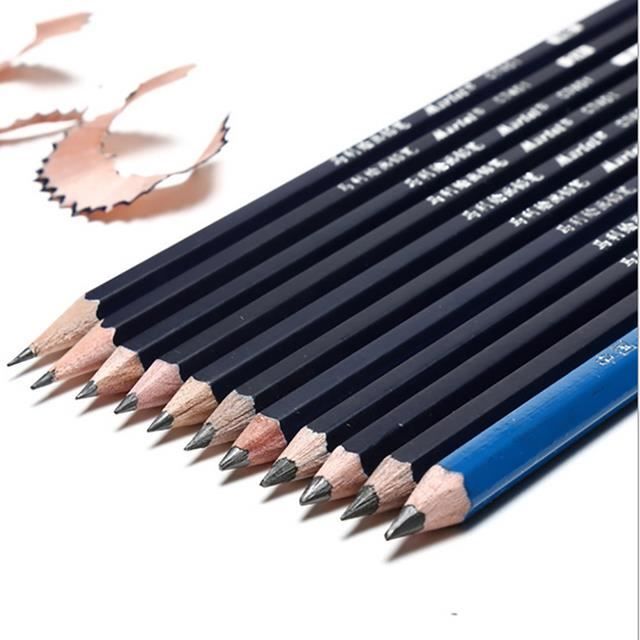 CRAYON GRAPHITE,8Bcrayon à dessin en bois bleu, 1 pièce, crayon