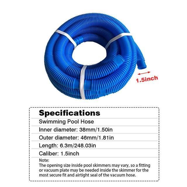 Tuyau de vidange,BlueTuyau Flexible pour piscine, diamètre 38mm, longueur totale 6.6m