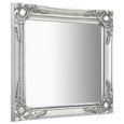 #70212 Miroir mural Style baroque - Miroir pour Salle de bain Salon Chambre 60x60 cm Argenté Meuble©-1