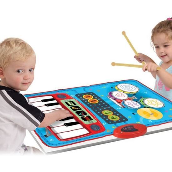 DeAO Tapis Musical 2 En 1 Piano Et Batterie Pour Enfants 1-3 Ans - Bleu - Jeu Éducatif Et Ludique