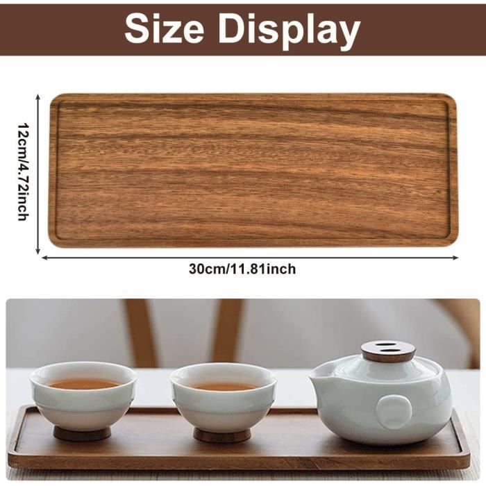 Plateau de service en acajou, assiette rectangulaire en bois massif - France