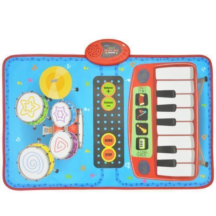 Jouets pour bébés 2 en 1 Tapis musical électrique Jouets Piano & Tapis de  jeu de tambour avec 2 bâtons Couverture de sol cadeau