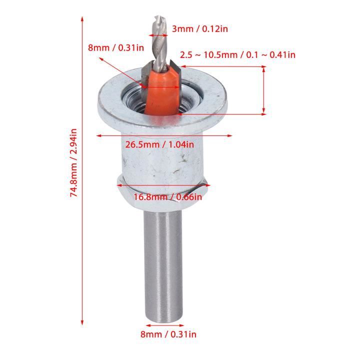 Jeu De Fraises à Chanfreiner Prota - 4 Tailles HSS-M2 - Butée De Profondeur - Pour Bois Et PVC