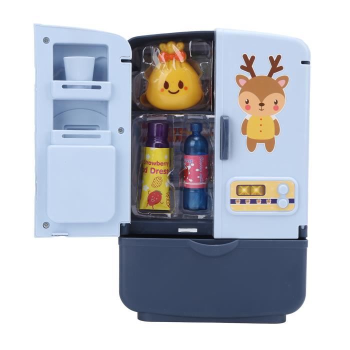KIMISS Mini Frigo Jouet Simulation Intelligent Réfrigérateur Double Porte Cuisine Jouets Ensemble Enfants Jouer Maison Jouet(Bleu - Jeux - Jouets