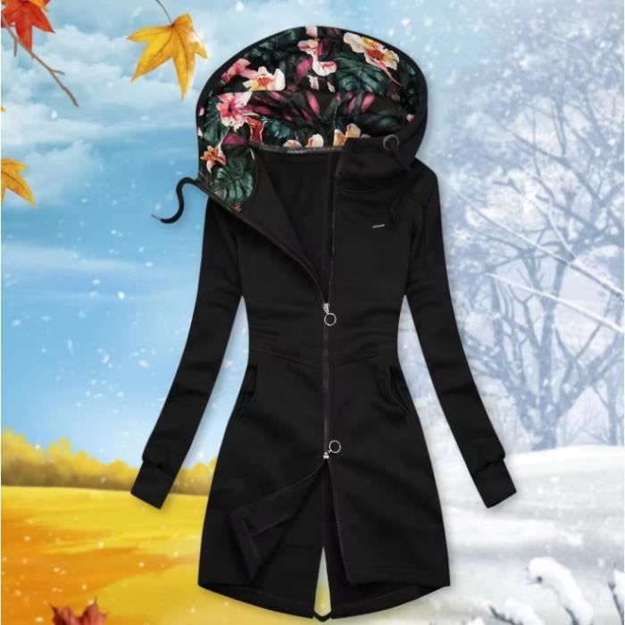 Generique Veste Femme Chic Et Chaud Sweats Femme A Capuche Veste Zippe Longue Manteau Blouson Hoodie Sweat Shirt Manteau Hiver Black Cdiscount Pret a Porter