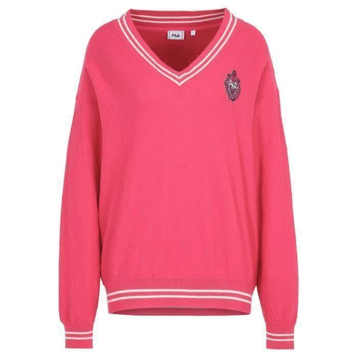 Pull col V femme Fila Telling carmine XS Carmine Cdiscount