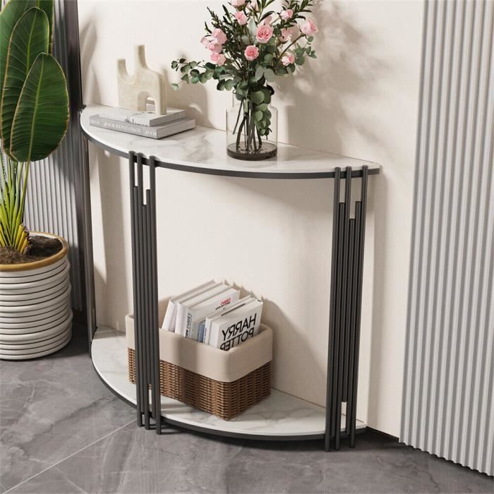 FATIVO Console Meuble Entrée en Marbre: Table Console Blanche Scandina – Planète Déco